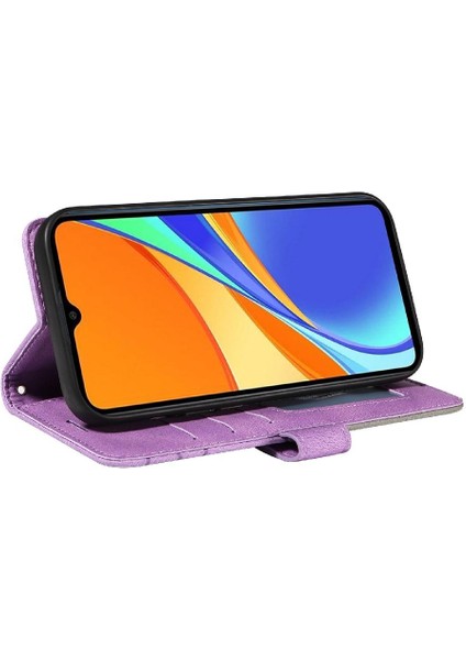 Kart Yuvası Standı Iki Renkli Dikiş Pu Flip ile Xiaomi Redmi 9c Için Kılıf (Yurt Dışından)