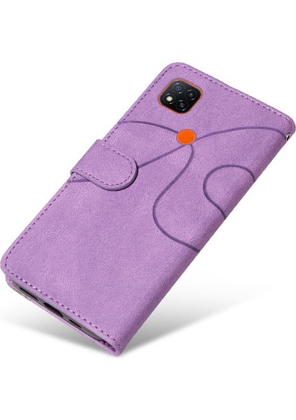 Kart Yuvası Standı Iki Renkli Dikiş Pu Flip ile Xiaomi Redmi 9c Için Kılıf (Yurt Dışından)