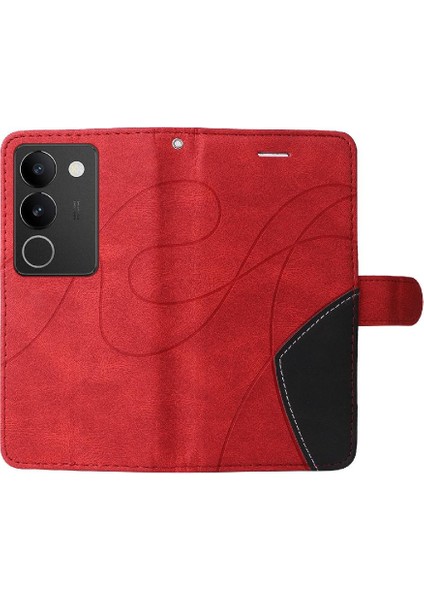 Vıvo V29 5g Pu Deri Flip Folio Kılıf Için Kılıf ile Iki Renkli Dikiş (Yurt Dışından)