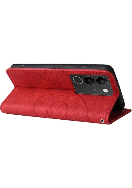 Vıvo V29 5g Pu Deri Flip Folio Kılıf Için Kılıf ile Iki Renkli Dikiş (Yurt Dışından)