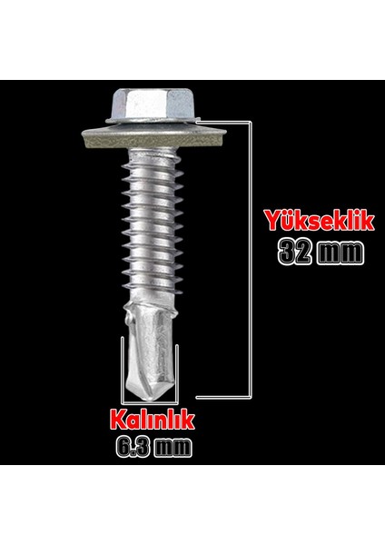 Trapez Çatı Vidası 6.3X32 mm Paket 100 Adet Matkap Uçlu Sac Akıllı Vida Çatı Panel Metal Ağaç Vidası fiyatları