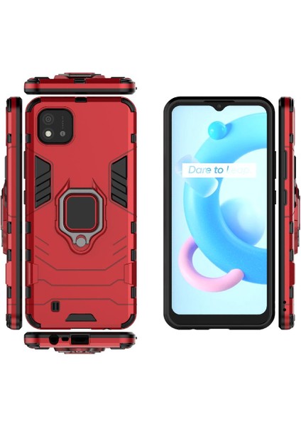 Realme C20 Kickstand Darbeye Kapak Için Kılıf 360 &deg; Dönen Halka Askeri (Yurt Dışından) fiyatları