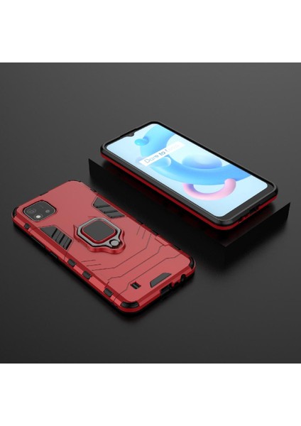 Realme C20 Kickstand Darbeye Kapak Için Kılıf 360 &deg; Dönen Halka Askeri (Yurt Dışından) modelleri