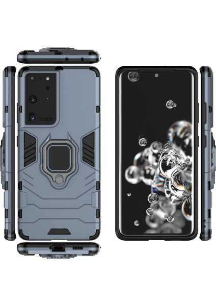 Samsung Galaxy S21 Ultra 5g Için Kılıf 360 &deg; Dönen Halka Darbeye Kapak (Yurt Dışından)