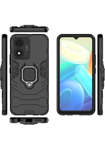Vıvo Y02S Için Kılıf 360 &deg; Dönen Halka Darbeye Kapak Kickstand Askeri (Yurt Dışından) modelleri