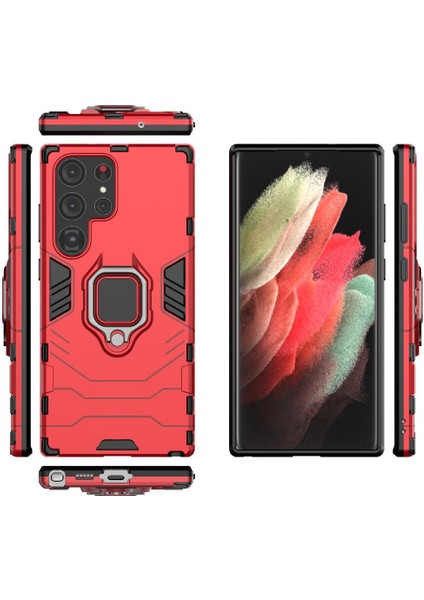 Samsung Galaxy S23 Ultra 5g Için Kılıf 360 &deg; Dönen Halka Askeri Damla Kapak (Yurt Dışından)