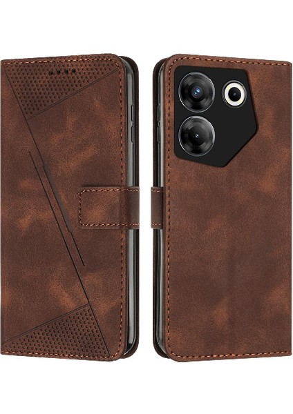 Tecno Camon 20 Pro 5g Için Kılıf Darbeye Kapak Kapak Pu Deri Tam (Yurt Dışından)