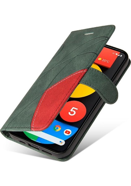 Kart Yuvası Standı ile Google Piksel 5 Için Kılıf Pu Deri Flip Folio Kılıf (Yurt Dışından)