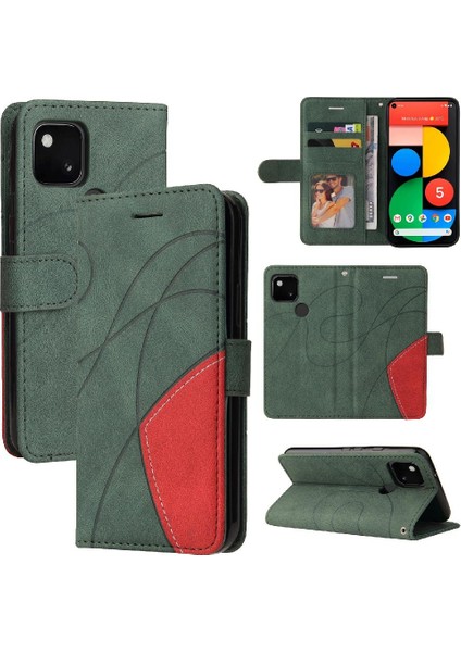 Kart Yuvası Standı ile Google Piksel 5 Için Kılıf Pu Deri Flip Folio Kılıf (Yurt Dışından)