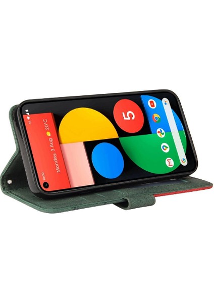 Kart Yuvası Standı ile Google Piksel 5 Için Kılıf Pu Deri Flip Folio Kılıf (Yurt Dışından)