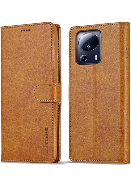 Xiaomi 13 Lite 5g Buzağı Doku ile Yatay Çevir Deri Kılıf (Yurt Dışından)