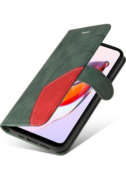 Xiaomi Redmi 12C Iki Renkli Dikiş Için Kılıf Kickstand Koruyucu Pu Flip (Yurt Dışından)
