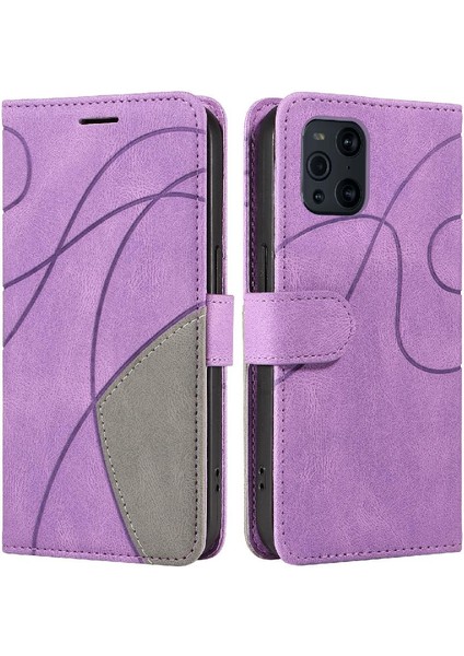 Mays Shop Oppo Bulmak Için Kılıf X3/x3 Pro Iki Renkli Dikiş Pu Deri Flip Folio (Yurt Dışından)