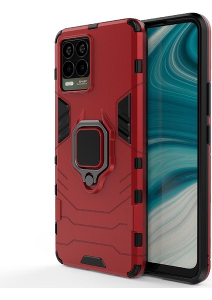 Realme 8 4g Darbeye Dayanıklı Kapak Için Kılıf Kickstand 360 &deg; Dönen Halka Askeri (Yurt Dışından)