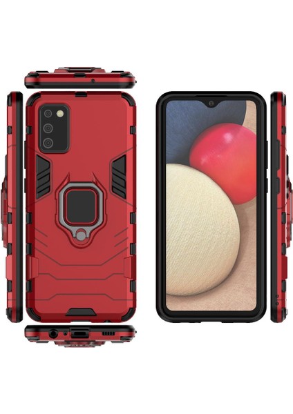 Samsung Galaxy A02S Için Kılıf 360 &deg; Dönen Halka Darbeye Kapak Askeri (Yurt Dışından)