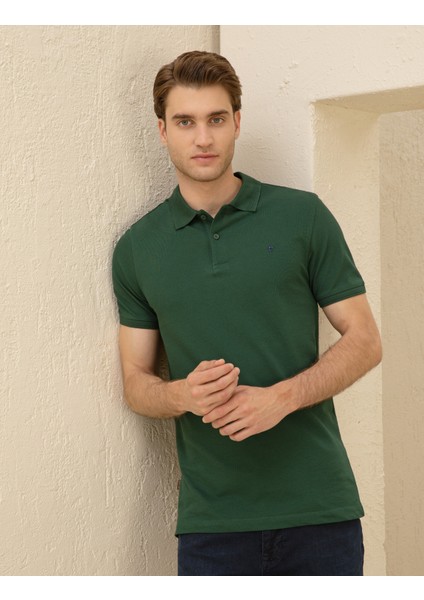 Pierre Cardin Erkek Koyu Yeşil Slim Fit Basic Tişört 50291625-VR079