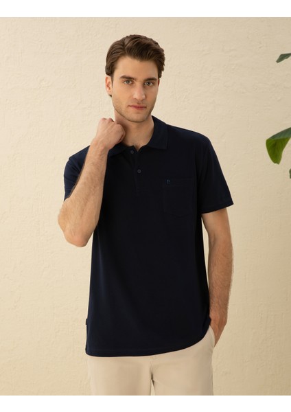 Erkek Lacivert Regular Fit Basic Tişört 50291576-VR033