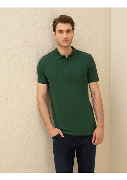 Pierre Cardin Erkek Koyu Yeşil Slim Fit Basic Tişört 50291625-VR079