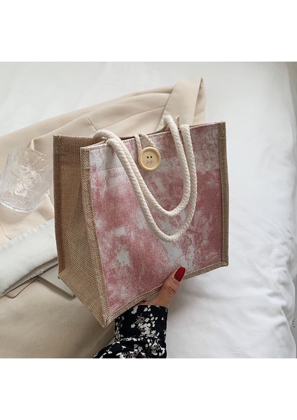 Ins Kore Tarzı Çanta Keten Çanta Kadın Moda Gezi Öğle Yemeği Kutusu Öğle Yemeği Çantası Japon Kız El Küçük Omuz Çantası (Yurt Dışından)