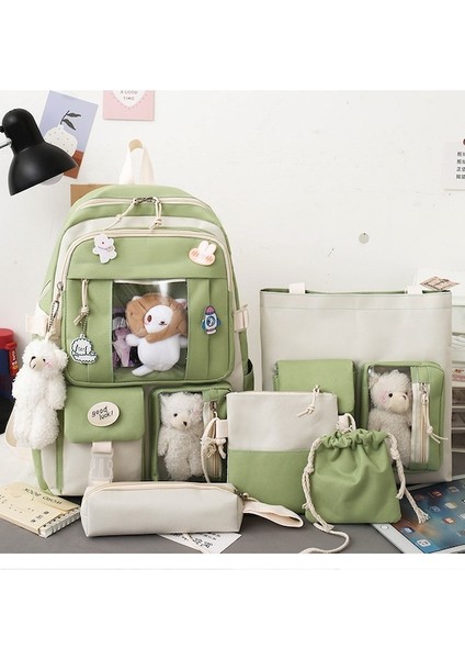 Sımıcg Öğrenci Beş Parçalı Büyük Kapasiteli Okul Çantası Yeşil (Yurt Dışından) fiyatları
