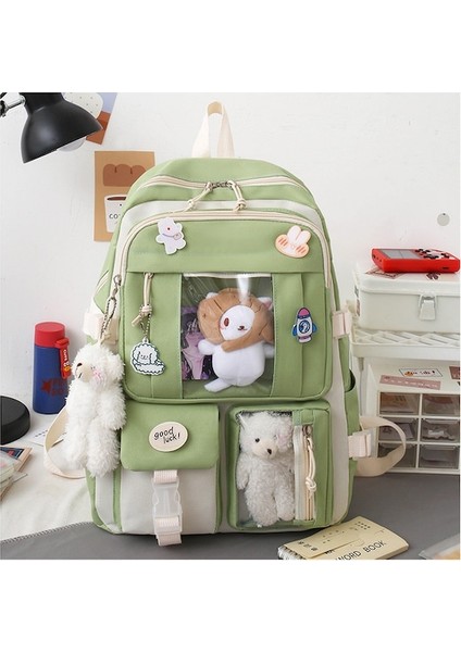 Sımıcg Öğrenci Beş Parçalı Büyük Kapasiteli Okul Çantası Yeşil (Yurt Dışından) modelleri