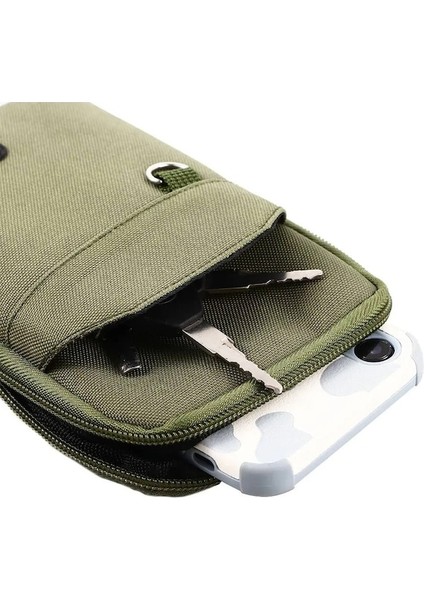 Çift Haki-Tek Çift Katmanlı Haki Erkek Telefon Kılıfı Naylon Colth Bel Fanny Paketi Edc Molle Çanta Cep Telefonu Çanta Kemer Bel Çantası (Yurt Dışından) fırsatları