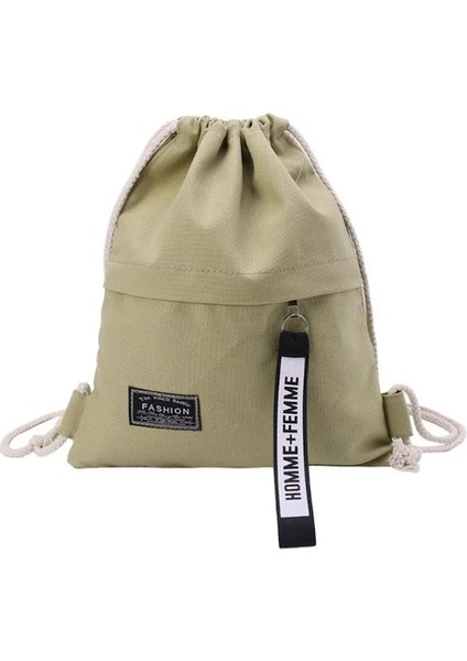 Haki-Kadın Sırt Çantası Kanvas Ipli Spor Eğlence Erkekler Açık Dağcılık Çantası Okul Gençlik Sırt Çantası Spor Salonu Seyahat Yürüyüş Çantası (Yurt Dışından)