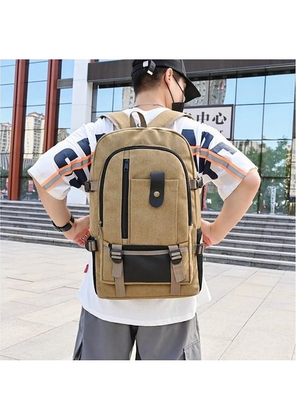 Haki-Kadın Sırt Çantaları Büyük Kapasiteli Erkek Seyahat Dağcılık Erkek Bagaj Tuval Kova Omuz Çantaları Erkek Için 5 Renk Kıyafet (Yurt Dışından)