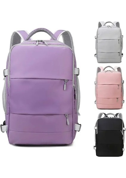 Siyah-Çok Fonksiyonlu Seyahat Sırt Çantası Kadınlar Için Trekking Dağcılık Çantası USB Şarj Portu Su Geçirmez Spor Spor Çanta Saklama Çantası (Yurt Dışından)