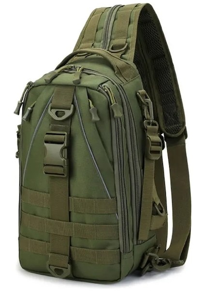 Yeşil-Askeri Taktik Sırt Çantası Ordu Kamuflaj Molle Omuz Çantası Doğa Sporları Binme Yürüyüş Kamp Avcılık Su Geçirmez Sırt Çantası (Yurt Dışından)