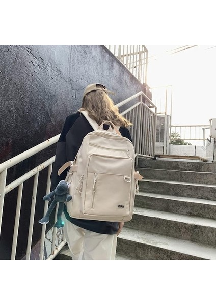 Heamor Kadınlar Kızlar Için Estetik , Çok Cepli Büyük Kapasiteli Su Geçirmez Kolej Okul Çantası Kurbağa Bebek Sırt Çantaları Okul Için - A04-BEYAZ (Yurt Dışından) modelleri