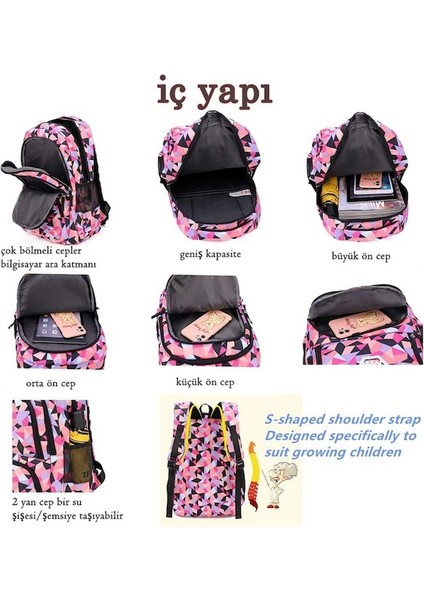 Yucama Top One Çocuklar Öğle Yemeği Çantası ve Kalem Kutusu Ile Okul Çantası Ilkokul Erkek Kız Sırt Çantası 3'ü 1 Arada Sırt Çantası Seti - Mavi (Yurt Dışından)
