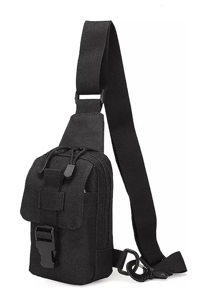 Siyah-Taktik Göğüs Çantası Ordu Askeri Açık Erkek Omuz Çantası Mini Paketi Küçük Seyahat Cep Telefonu Kılıfı Yürüyüş Avcılık Crossbody Çanta (Yurt Dışından)