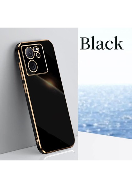 Xiaomi Mi 13T Pro Kılıf Parlak Kenarlı Altın Işlemeli Kamera Korumalı Kapak