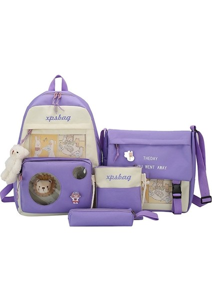 Yucama Schoolbag Kızlar Kampüs Ortaokul Öğrencileri Ortaokul Öğrencileri Ilkokul Kızlar Sırt Çantası Sırt Çantası - Mor (Yurt Dışından)