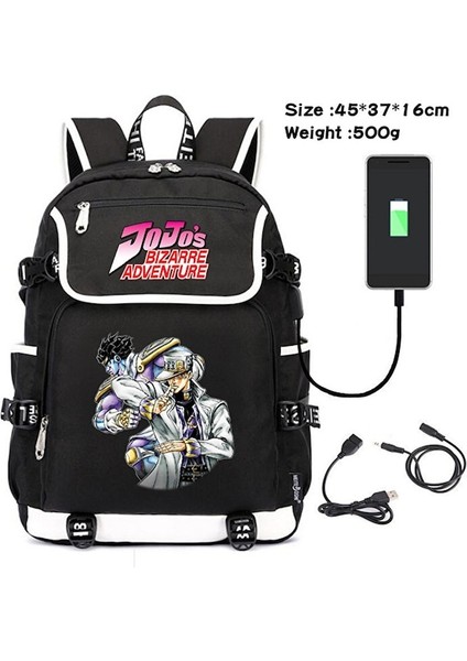Yucama Deweiqi Anime Jojo'nun Tuhaf Macerası Kanvas Sırt Çantası - Siyah (Yurt Dışından)