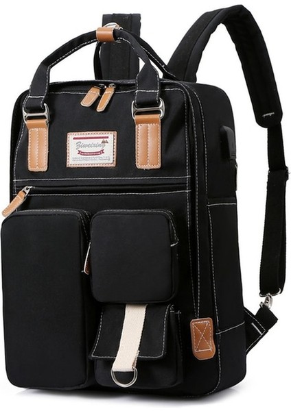 Yucama Çok Bölmeli Sırt Çantası - Siyah (Yurt Dışından)