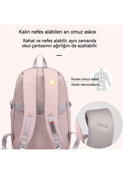 Eğlence Sırt Çantası Seyahat Sırt Çantası Büyük Kapasiteli Öğrenci Okul Çantası Pembe- Mor (Yurt Dışından) modelleri