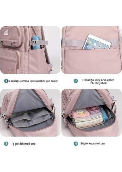Eğlence Sırt Çantası Seyahat Sırt Çantası Büyük Kapasiteli Öğrenci Okul Çantası Pembe- Mor (Yurt Dışından) fırsatları