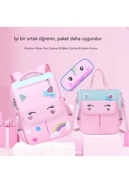 Oloey Ilkokul Öğrencileri Büyük Kapasiteli Omurga Koruma Sırt Çantası Üç Parçalı Set (Yurt Dışından)