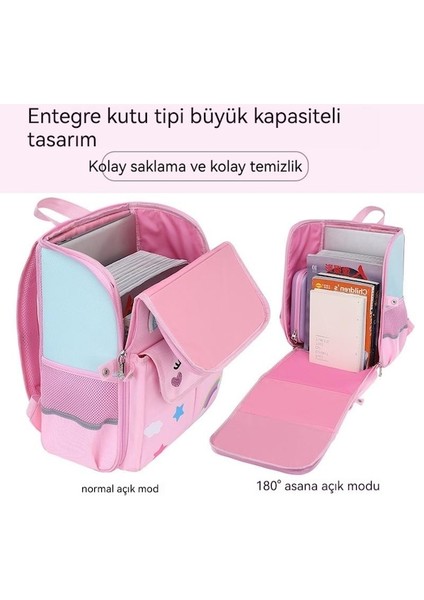 Oloey Ilkokul Öğrencileri Büyük Kapasiteli Omurga Koruma Sırt Çantası Üç Parçalı Set (Yurt Dışından)