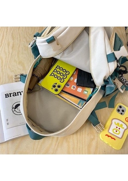 Yucama Kızlar Kadınlar Için Okul Sırt Çantası Bayanlar Sırt Çantası Okul Çantası Bookbag Set Ile Genç Kız Için Peluş Oyuncak, Kadınlar Için Sevimli Kolej Sırt Çantası - Green (Yurt Dışından)