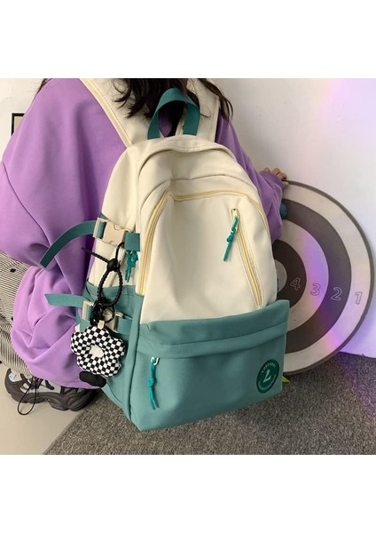Yucama Kızlar Kadınlar Için Okul Sırt Çantası Bayanlar Sırt Çantası Okul Çantası Bookbag Set Ile Genç Kız Için Peluş Oyuncak, Kadınlar Için Sevimli Kolej Sırt Çantası - Green (Yurt Dışından)