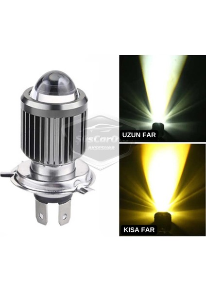 Ford Focus 1 Hb&sedan 1998-2004 Uyumlu Mercekli Far Ampulü LED Xenon Çift Renk Sarı-Beyaz Far Şimşek Etkili Csp LED Lamba Uzun Kısa 2 Adet Takım