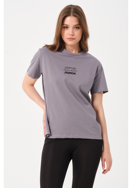Kadın I Don`t Do Normal Yazı Baskı Detaylı Rahat Kesim T-Shirt