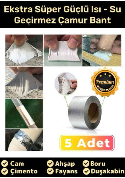 Su Geçirmez Sızdırmaz Alev Dayanıklı Alüminyum Tamir Bandı Sakız Çamur Bant 48MMX2MT