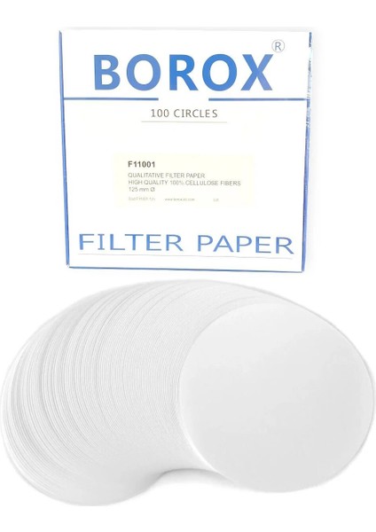 Laboratuvar Filtre Kağıdı 125 mm Nitel Beyaz Bant Orta Hız 100 Adetlik Paket