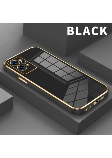 Realme Gt2 Kılıf Parlak Kenarlı Altın Işlemeli Kamera Korumalı Kapak