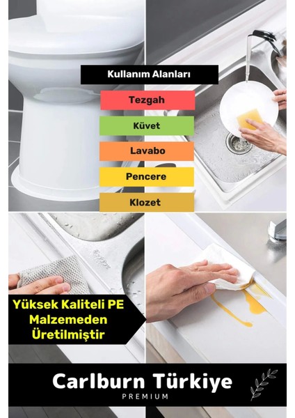 Premium Su Geçirmez Sızdırmaz Dayanıklı Lavabo Pvc Yağ Kenar Küf Önleyici 3.2m 3 Adet Izolasyon Bant modelleri
