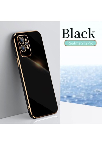 Realme Gt2 Pro Kılıf Parlak Kenarlı Altın Işlemeli Kamera Korumalı Kapak